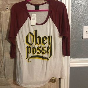 Obey quarter sleeve top